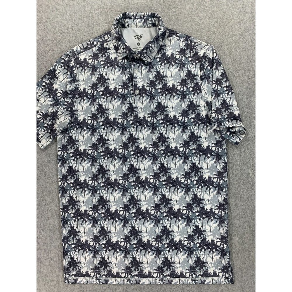 1764 Palm Trees Short Sleeve Golf Polo Shirt (Men's‎ Small) Gray